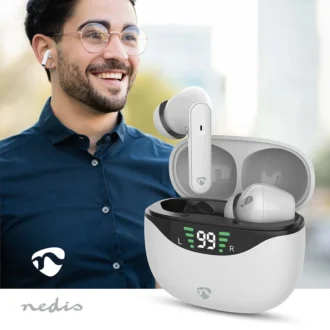 Nedis Fully Wireless Earphones | ANC (Active Noise Cancelling) | Bluetooth® | Maximum battery play time: 30 hrs | Touch Control | Charging case | Wireless charging case | Built-in microphone | Voice control support | White