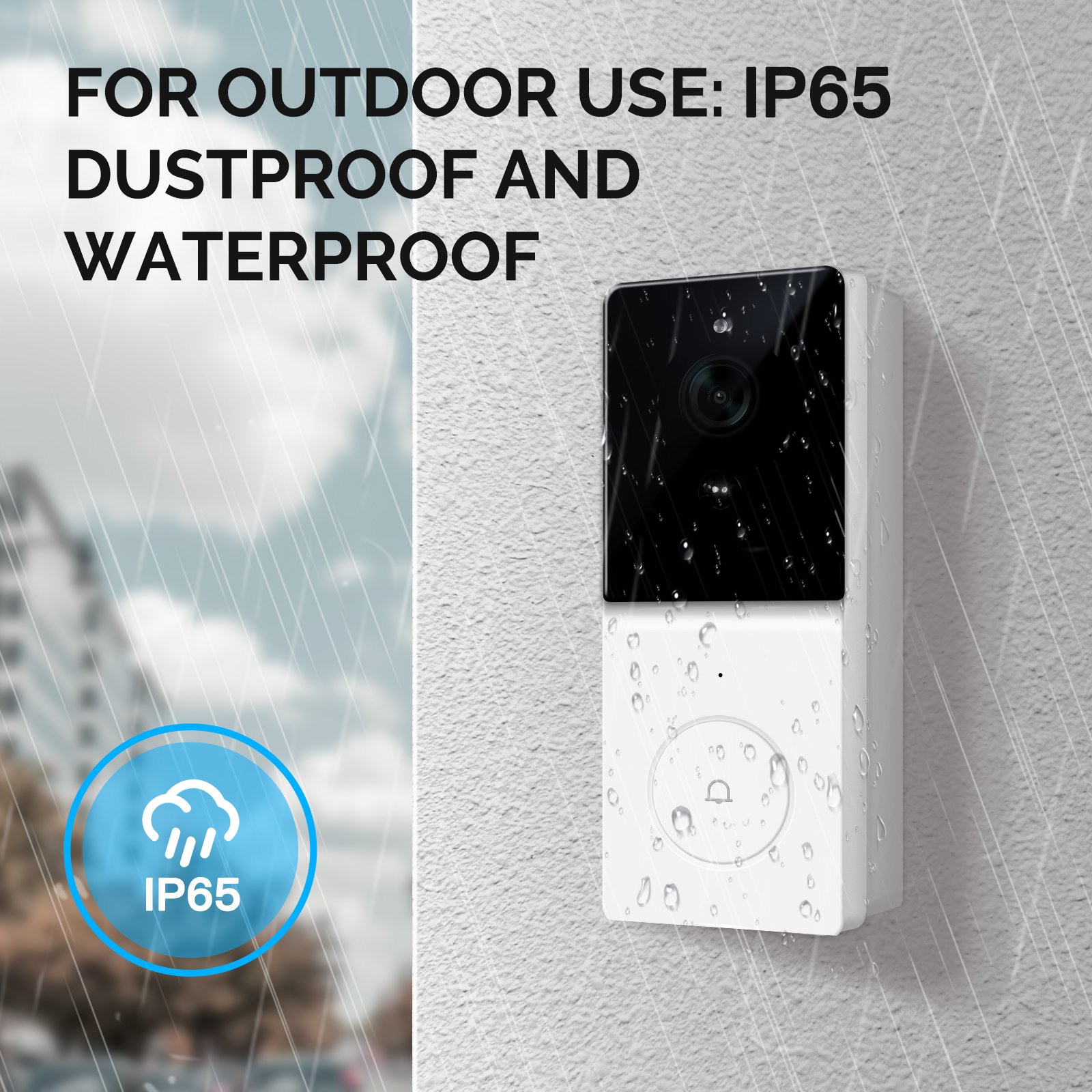 Pemsmart Tuya Smart WiFi Video Doorbell Camera, 1080p HD Wireless Doorbell with 5000mAh Battery, PIR Motion Detection, Alexa Compatible, IP65 Waterproof, Night Vision & Two-Way Talk