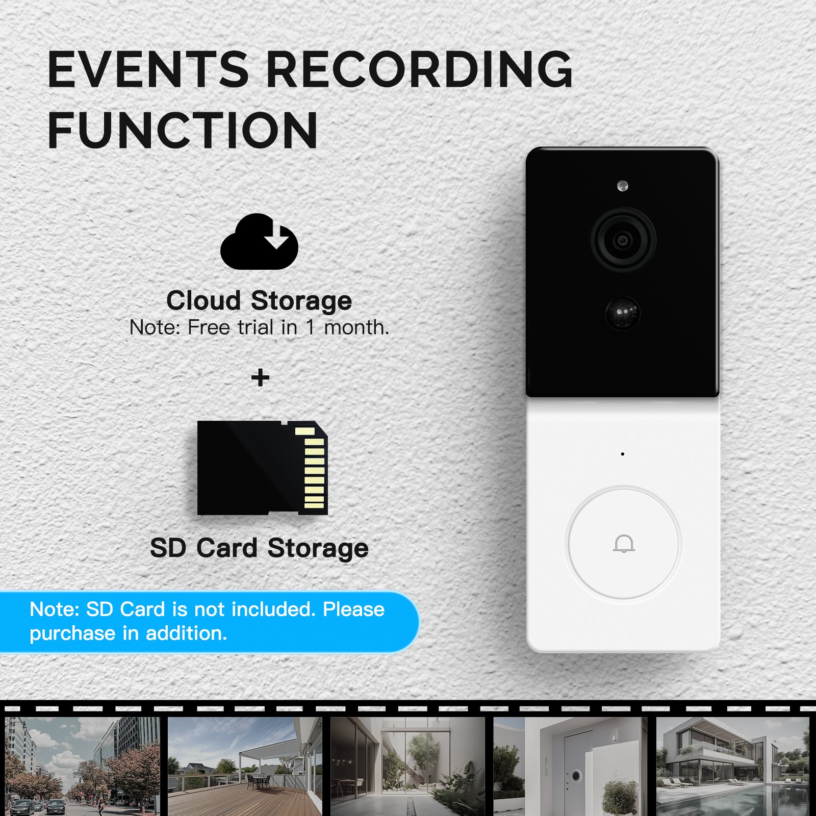 Pemsmart Tuya Smart WiFi Video Doorbell Camera, 1080p HD Wireless Doorbell with 5000mAh Battery, PIR Motion Detection, Alexa Compatible, IP65 Waterproof, Night Vision & Two-Way Talk