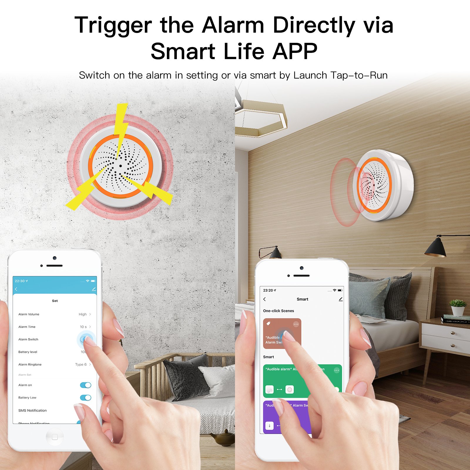 WiFi Zigbee 90dB Loud Alarm with 18 Alarm Ringtones