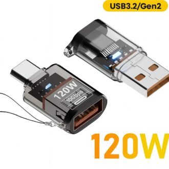 120W Type C To USB A Adapter | USB 3.2 to Type C Fast Charging Connector For iPhone 15 16 Macbook iPad